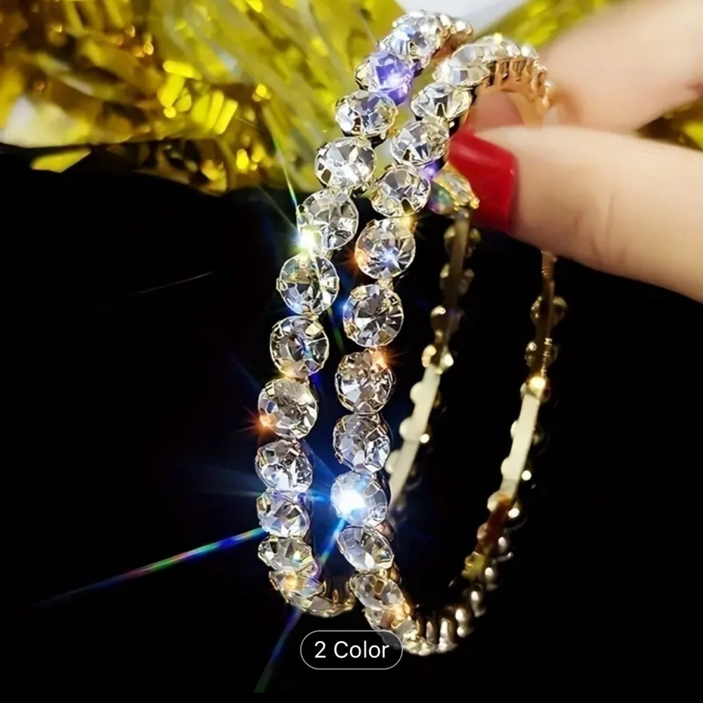 NEW-Luxury Round Hoop Earrings with Rhinestones - Glamorous Statement Jewelry